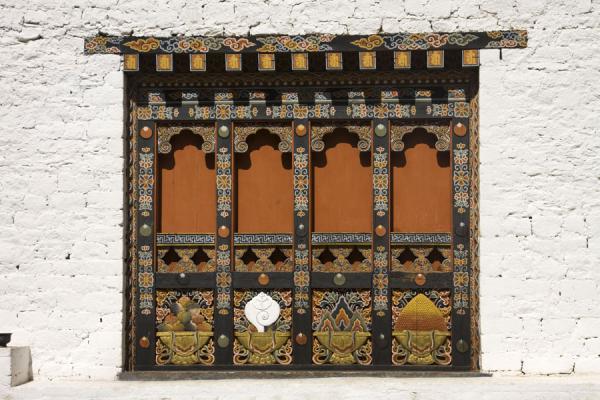 Traditional Bhutanese window in Punakha Dzong | Punakha Dzong | Bhutan