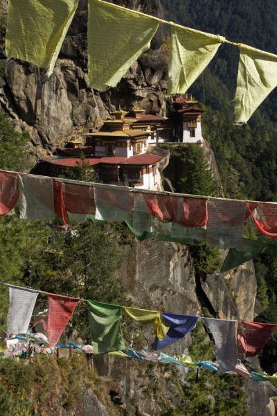 Tiger Nest Monastery seen through prayer flags | Tiger Nest Monastery | Bhutan