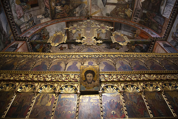 Looking up the iconostasis in the Sveta Bogoroditsa church | Bachkovo Monastery | Bulgaria