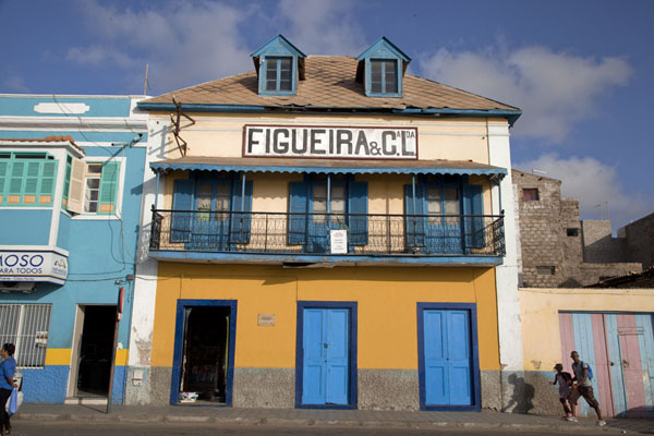 Building on the waterfront of Mindelo in the afternoon sun, Cabo Verde One of the buildings on the waterfront of Mindelo, Cabo Verde