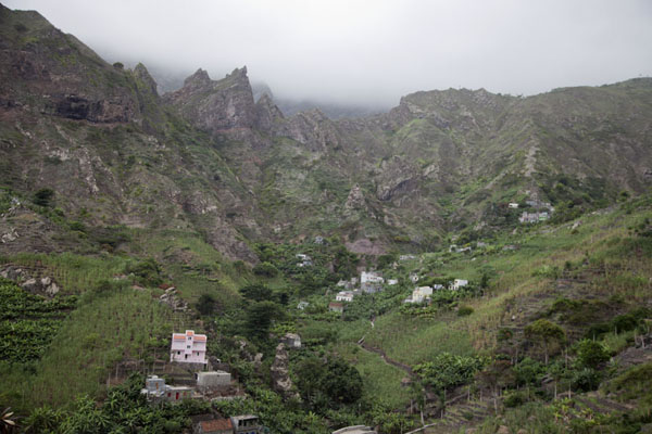 Ribeira da Peneda and mountains under a layer of clouds, Cabo Verde