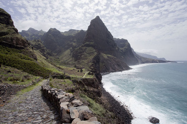 The hike on the northeastern part of Santo Antão island runs along the rugged coastline - Ponta do Sol to Chã de Igreja, Cabo Verde