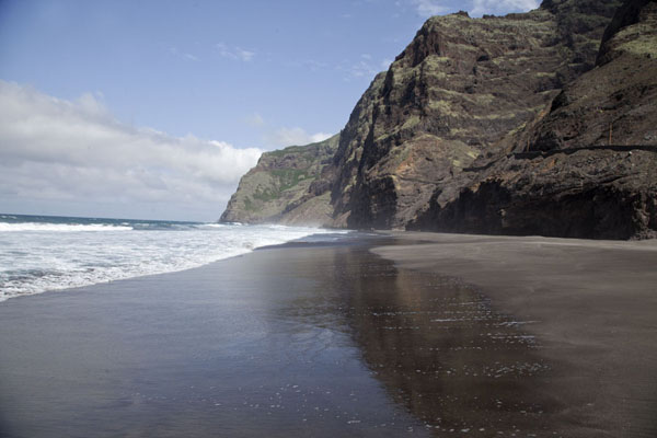 Black sand beach west of Cruzinha da Garça, Cabo Verde The black sand of a beach east of Cruzinha da Garça, Cabo Verde