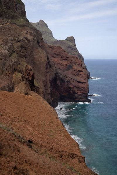 The barren rocky mountains dropping right into the ocean west of Punta do Sol, Cabo Verde