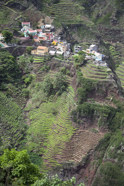 The village of Fontainhas sits right atop a steep terraced mountain, Cabo Verde