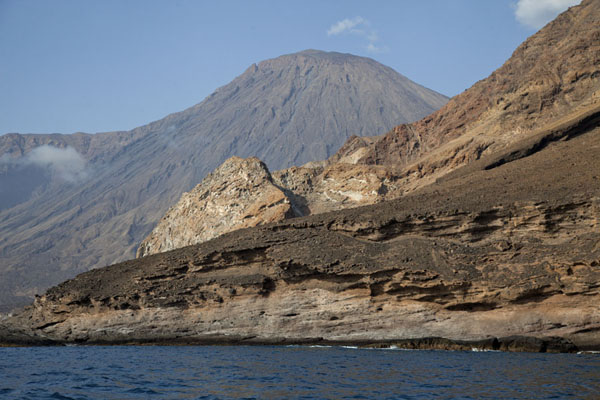 The coastline dominated by the Topo da Coroa, Cabo Verde