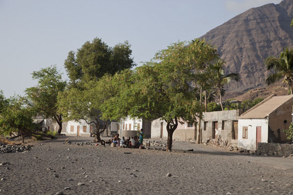 Row of houses and trees in Tarrafal, Cabo Verde