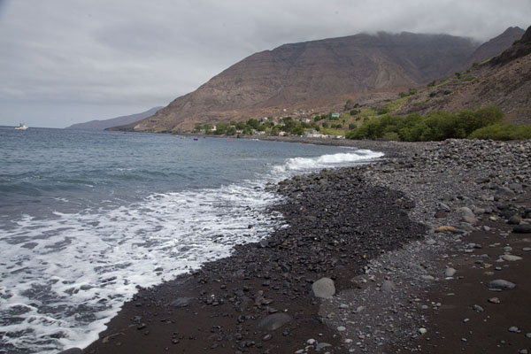 Beach with black stones at Tarrafal, Cabo Verde