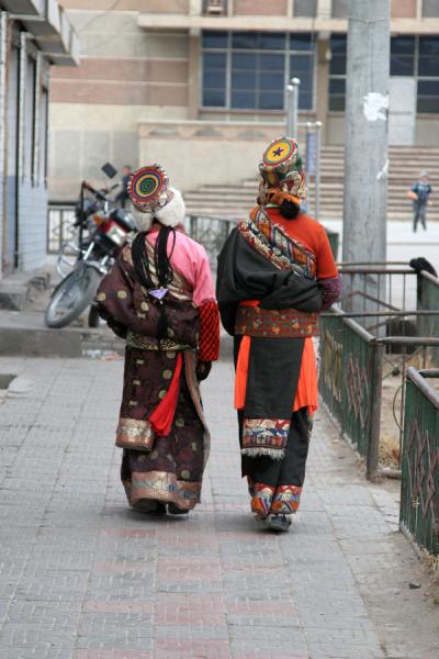 View on the traditional dress of Amdo Tibetans, China