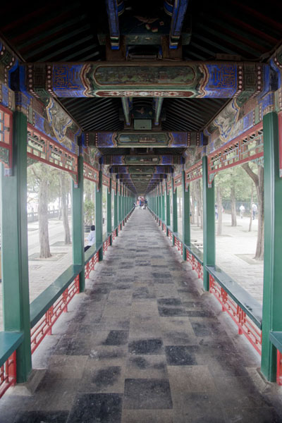 The Long Corridor is a wooden structure 728 metres long with colourful and rich decorations, Summer Palace, China