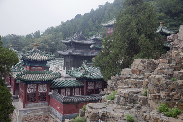 The temple complex of the Baoyun Bronze Pavilion on the south side of Longevity Hill, China