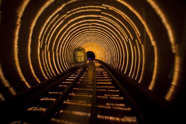 Yellow light rings in the tunnel | Haghpat klooster | ArmeniÃ«