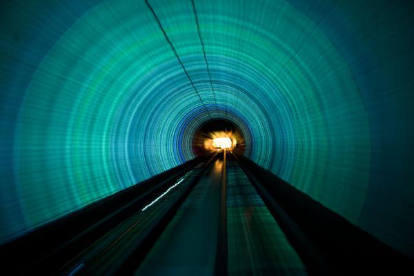 Picture of Blue and green lights in the Bund Sightseeing TunnelShanghai - China