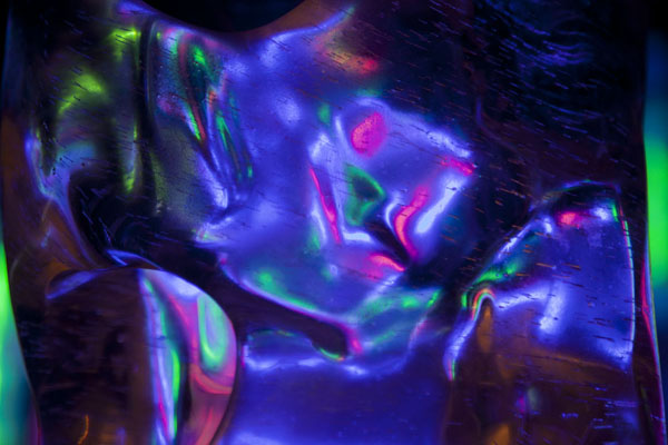 Close-up of light reflected inside one of the ice sculptures on display in Zhaolin Park, Ice Lantern Art Show, China