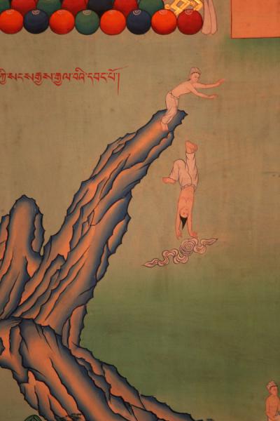 Detail of wall paintings of Jyekundo monastery | Monasterio Dondrubling | Cina