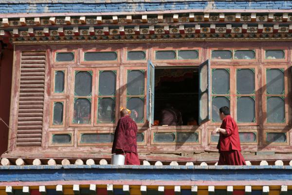 Monks at Jyekundo monastery | Monasterio Dondrubling | Cina