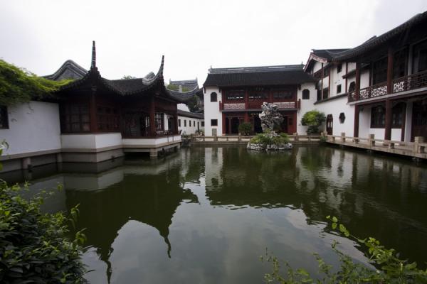 Reflection Pond with Listening to Rain Hall, Confucian Temple, China