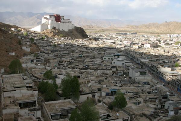 Shigatse and Shigatse fortress seen from Tashilhunpo kora, China