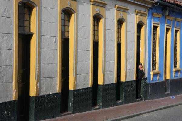 Houses in one of the streets of La Candelaria, Colombia