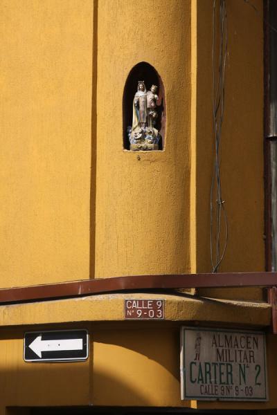 Street corner in Candelaria district in Bogotá, Colombia