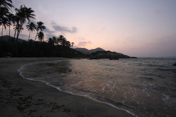 Sunset over beach of Cabo San Juan de la Guía, Colombia