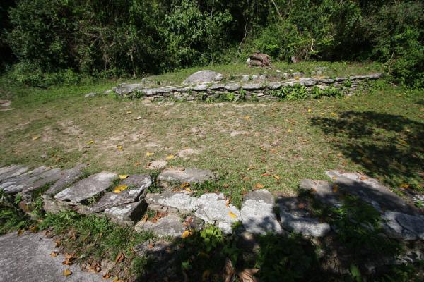 Only the outline can be seen of these old structures at Pueblito, Colombia