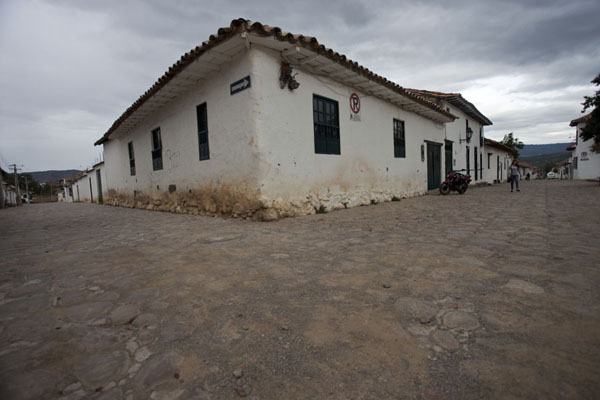 Cobble stone streets at a corner in the historic town of Villa de Leyva, Colombia Corner of cobble stone streets in Villa de Leyva, Colombia