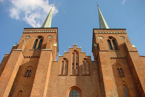 Looking up at the Cathedral in Roskilde, Denmark