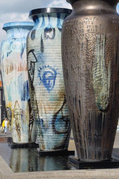 Vase art on square in Roskilde, Denmark