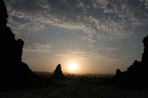 Sun rising over the landscape of Lac Abbé | Lac AbbÃ© | Yibuti