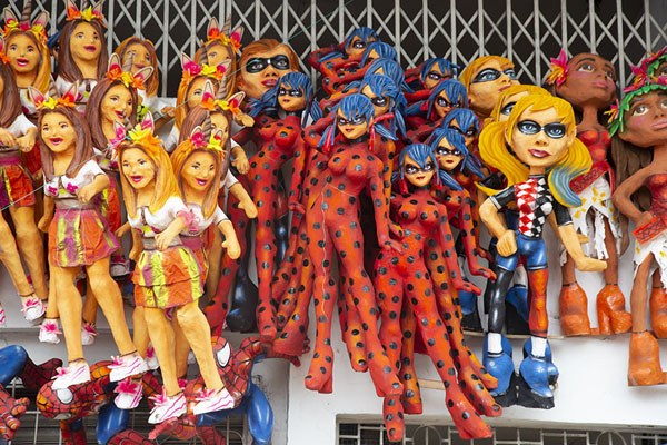 Various types of female dolls for sale at the market of 6 de marzo | AÃ±o viejo poppen | Ecuador