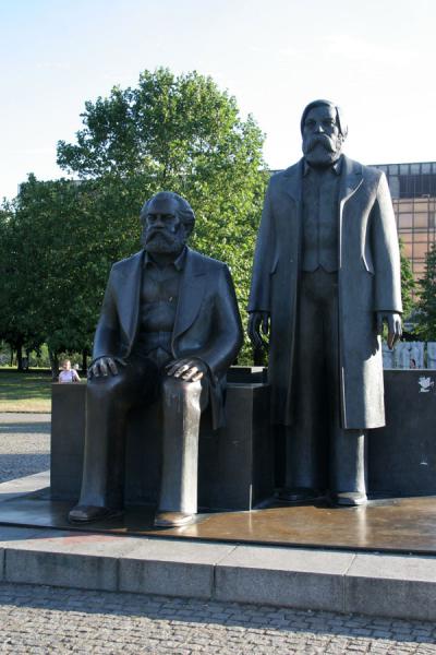 Karl Marx and Friedrich Engels on the Marx-Engels forum near Alexanderplatz, Alexanderplatz, Germany