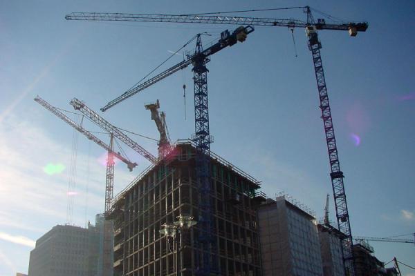 Cranes at work at Potsdamer Platz, Germany