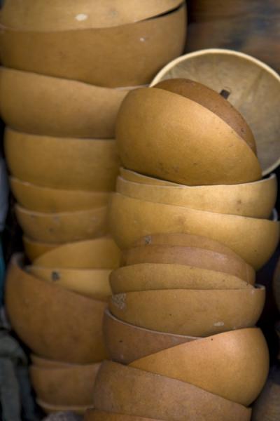 Stack of calabashes | Timber market | Ghana