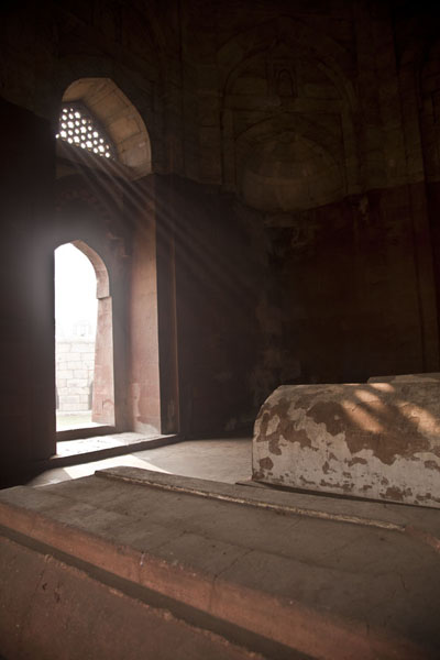 Light filtering into the mausoleum of Ghiyath al-Din, India