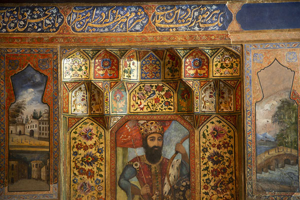 Foto van Close-up of painting in a hall adjacent to the Takht-e MarmarTeheran - Iran