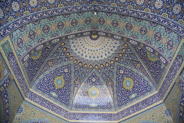The dazzling tilework decorations of one of the vaulted domes | Hazrat-e Masumeh | Iran