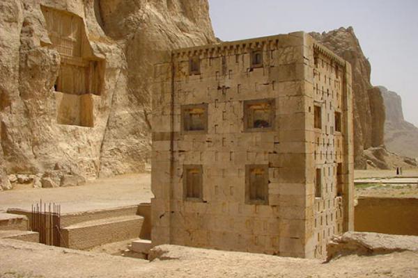 The remains of what supposedly has been a firetemple, Naghsh-e Rostam, Iran