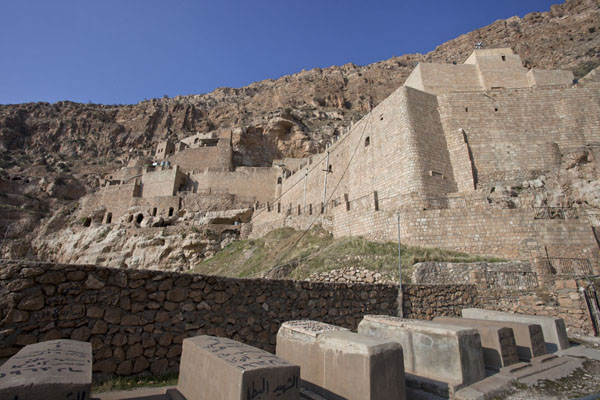 Looking up the Rabban Hermizd Monastery with a few tombs | Al Qosh | Iraq