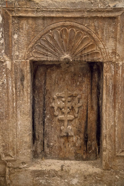 Close-up of a panel inside an old church behind the new one | Al Qosh | Iraq