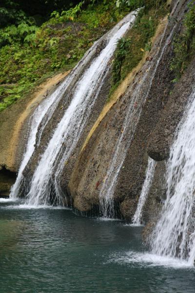 Water gently falling down at Reach Falls, Jamaica