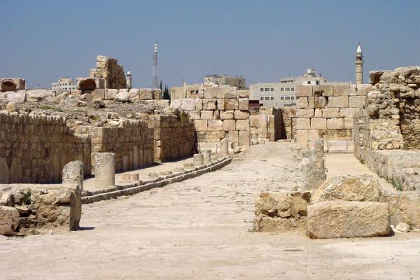 The main street of the Umayyad town, Amman citadel, Jordan