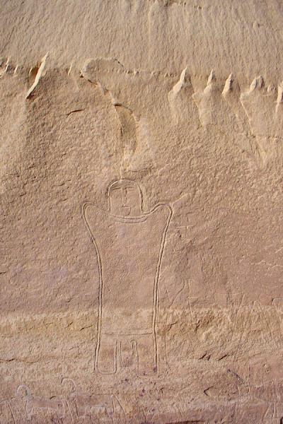 Carving of human in rocky face of a jebel | Wadi Rum | Jordan