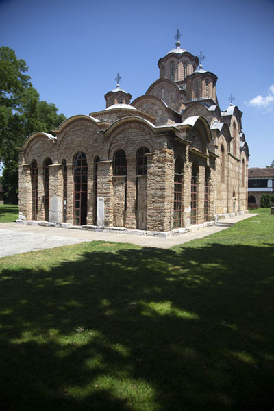 The Holy Virgin temple of Gračanica basking in the afternoon sun, Kosovo The church of the monastery of Gračanica, Kosovo