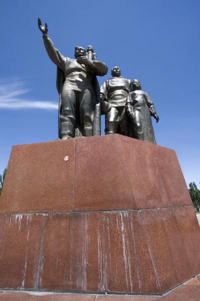 People on a platform, part of the Victory Monument, Kyrgyzstan