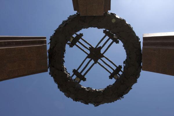Close-up of the wreath on top of the Victory Monument, Kyrgyzstan