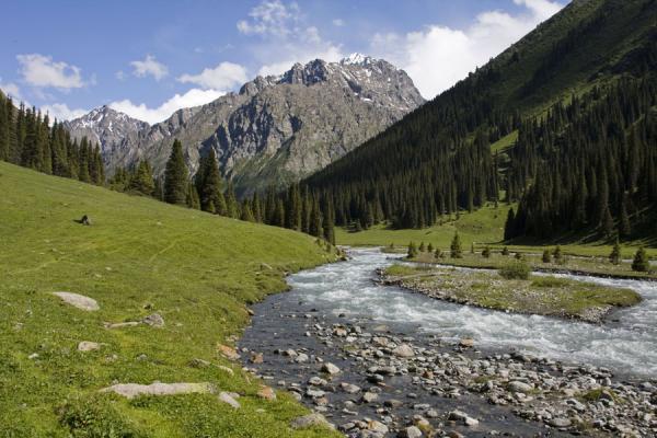 Looking upstream the Arashan river valley, Kyrgyzstan