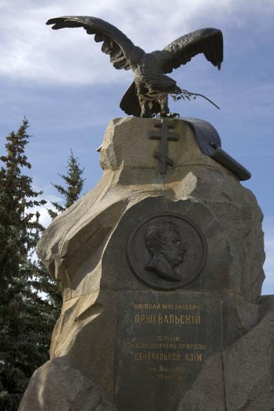 Eagle guarding the Przewalski monument, Kyrgyzstan Top of the Przewalski monument, Kyrgyzstan