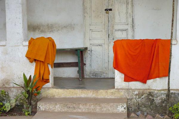 Drying monk clothes | Laos Buddhist Monks | Laos