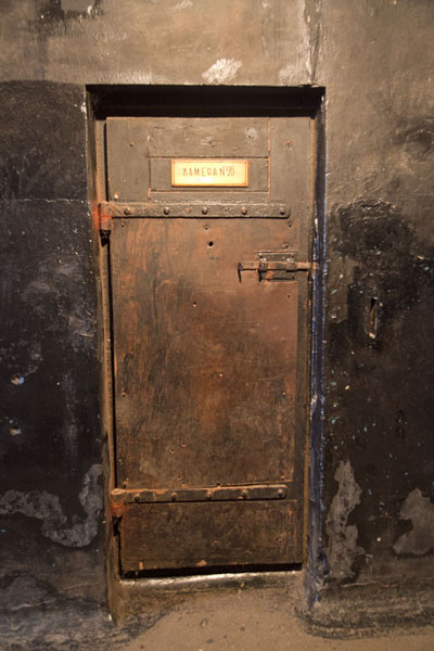Door to one of the cells of the military prison of Karosta, Latvia